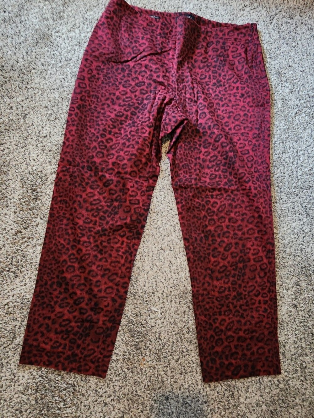 Women's Red Leopard Print Dress Pants